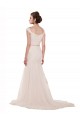 Cap Sleeves Off the Shoulder Ruched Mermaid Tulle Beach Wedding Dress