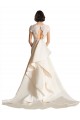 V-Neck Lace Bodice A-Line Satin Wedding Dress with Keyhole Back