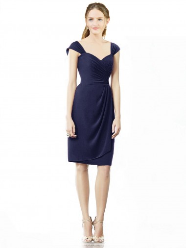 Cheap Cocktail Length Short Cap Sleeves Chiffon Bridesmaid Dress Toronto