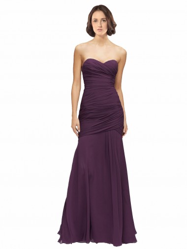 Cheap Full Length Chiffon Bridesmaid Dress with Sweetheart Neckline and Ruffles Toronto
