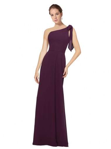 Cheap One Shoulder Chiffon Bridesmaids Dress with Shoulder Bow Toronto