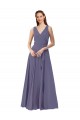 V-Neck Long Draped A-Line Chiffon Bridesmaid Dress