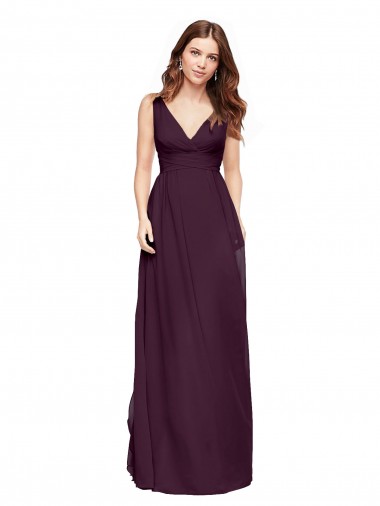 Cheap Plunging V-Neckline Long Chiffon Bridesmaid Dress with Deep V-Back Toronto