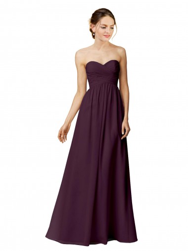 Cheap Strapless Chiffon Bridesmaid Dress with Criss Cross Shirred Bodice Toronto