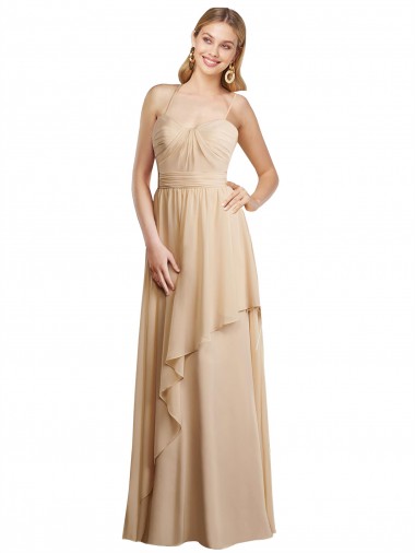 Cheap Draped Long Chiffon A-Line Dress with Cascading Ruffles Toronto