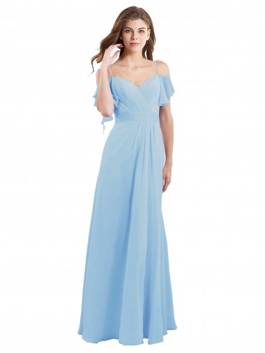 Cheap Cold Shoulde Chiffon Bridesmaid Dress with Wrap Bodice Toronto