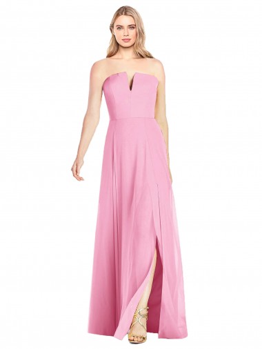 Cheap Strapless Notch Chiffon Maxi Bridesmaid Dress Toronto