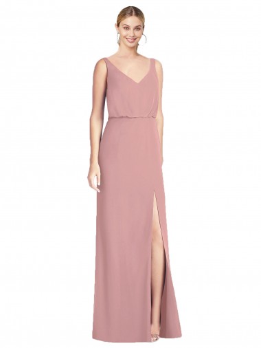 Cheap Blouson Bodice Chiffon Bridesmaid Dress with Front Slit Toronto