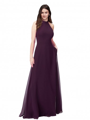 Cheap Chiffon High-Halter Bridesmaids Dress with Keyhole Back Toronto