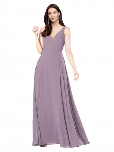 Cheap Long Chiffon Formal Bridesmaid Dress with Open Back Toronto