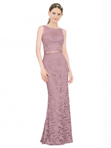 Cheap Sleeveless Crop Top High Neck Mermaid Lace Bridesmaid Dress / Prom Dress Toronto