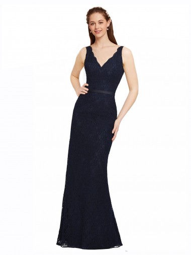 Cheap Lace Bridesmaid Dress with Satin Waistband and Open Back Toronto