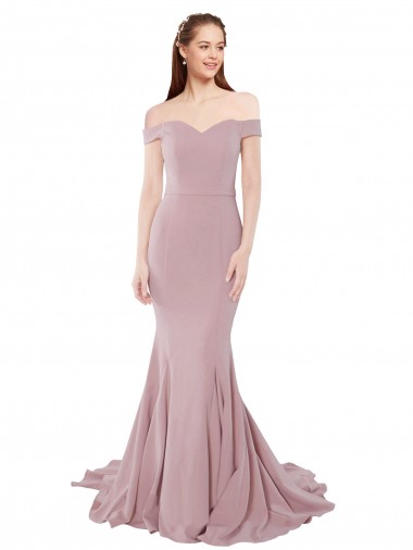 Cheap Off the Shoulder Mermaid Long Sweep Train Bridesmaid Dress / Prom Dress Toronto