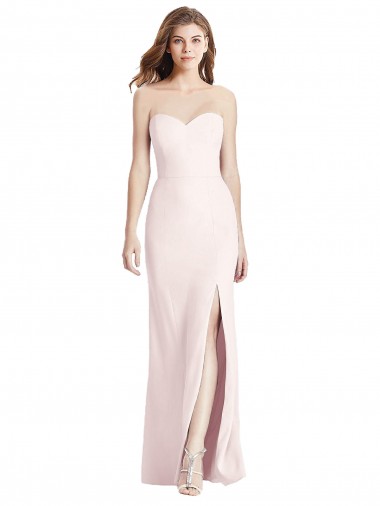 Cheap Strapless Crepe Trumpet Bridesmaid Dress / Prom Dress with Front Slit Toronto