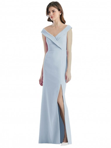 Cheap Romantic Off the Shoulder Long Maxi Bridesmaid Dress with Side Slit Toronto