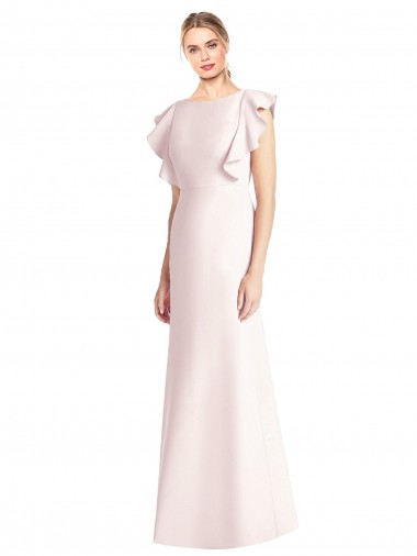 Cheap Ruffle Cap Sleeves Open Back Trumpet Bridesmaid Dress / Prom Dress Toronto