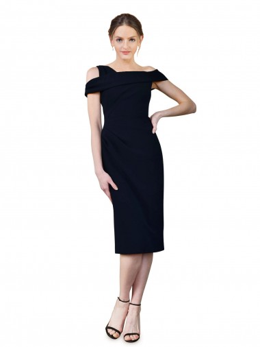 Cheap Draped Cross Shoulder Stretch Formal Crepe Cocktail Dress / Homecoming Dress Toronto