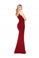 Spaghetti Straps V-Neck Long Formal Crepe Dress with High Slit