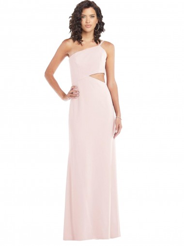 Cheap Flirty One Shoulder Midriff Cutout Maxi Formal Crepe Bridesmaid Dress / Prom Dress Toronto