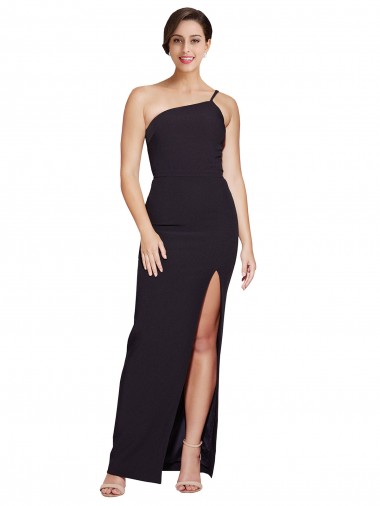 Cheap Long Floor Length Formal Crepe Bridesmaid Dress / Prom Dress with Side Split and One Strap Toronto