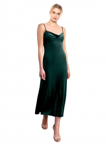 Cheap Midi Cocktail Length Cowl Neck Velvet Slip Bridesmaid Dress / Prom Dress Toronto