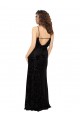 V-Neck Cowl Back Floral Velvet Bridesmaid Dress with Front Slit and Deep V-Neck