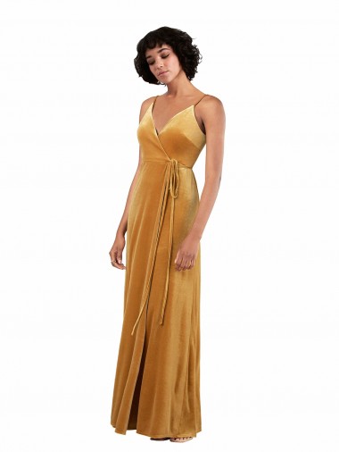 Cheap Romantic Velvet Floor Length Formal Bridesmaid Dress / Prom Dress with Wrap Detail Toronto